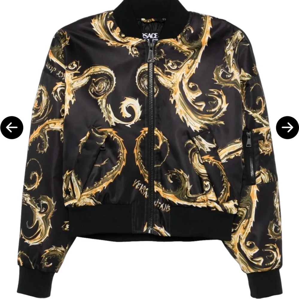 Versace Women's Ornate Black and Gold Jacket